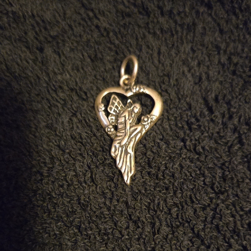 Silver Heart Angel Wing Necklace